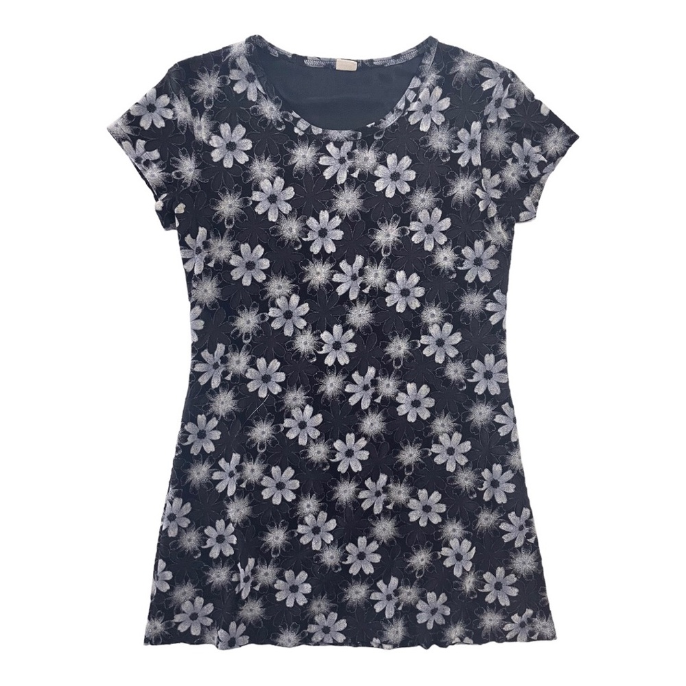 90s Burnout Daisy Print Mini Dress - Picture 3 of 7